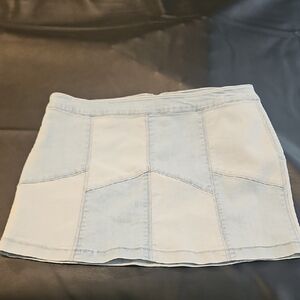 Light Wash Denim Mini Skirt - Women's Casual A-Line